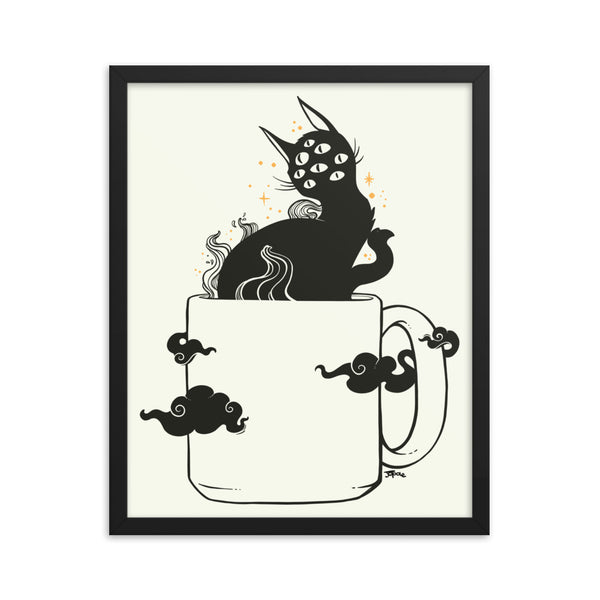 Cat In Coffee Cup, Framed Art Print