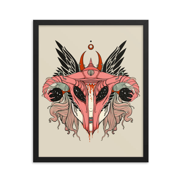 Uterus Shieldmaiden, Framed Art Print