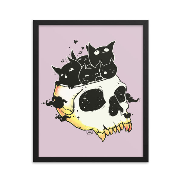 Skull Full Of Cats, Framed Art Print