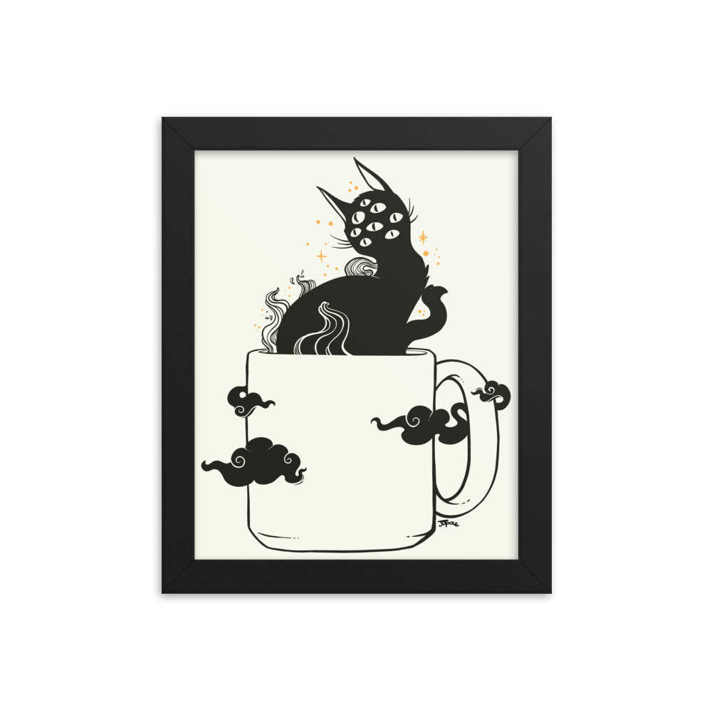 Cat In Coffee Cup, Framed Art Print