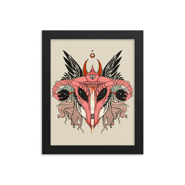 Uterus Shieldmaiden, Framed Art Print