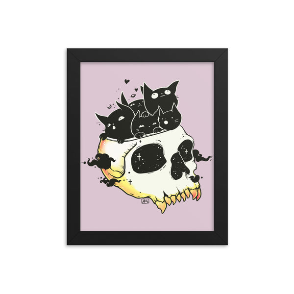Skull Full Of Cats, Framed Art Print