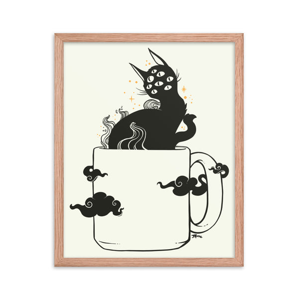 Cat In Coffee Cup, Framed Art Print