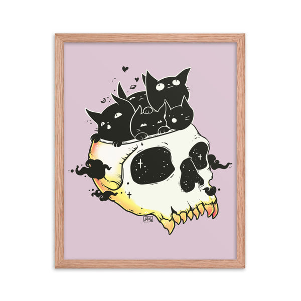 Skull Full Of Cats, Framed Art Print