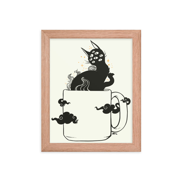 Cat In Coffee Cup, Framed Art Print
