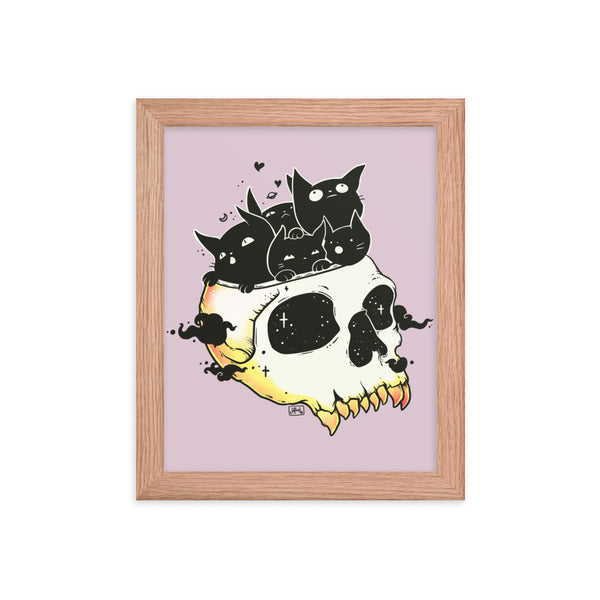 Skull Full Of Cats, Framed Art Print