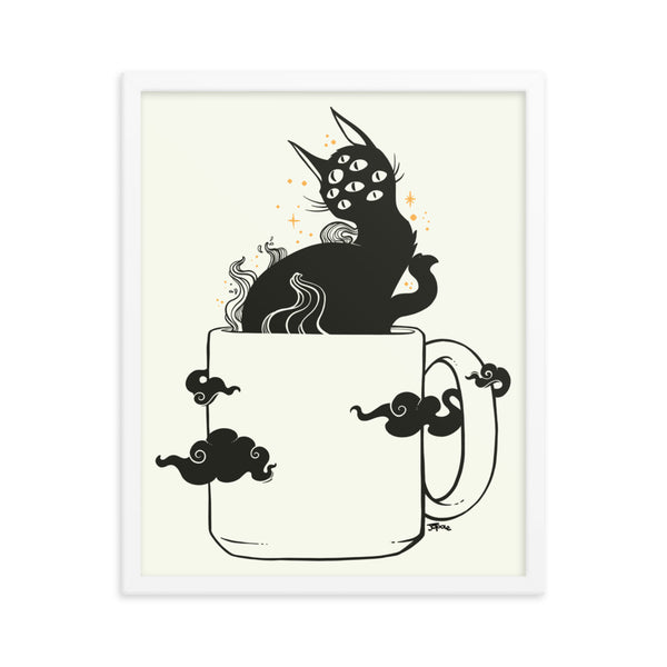 Cat In Coffee Cup, Framed Art Print