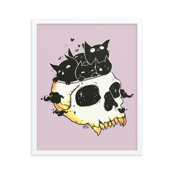 Skull Full Of Cats, Framed Art Print