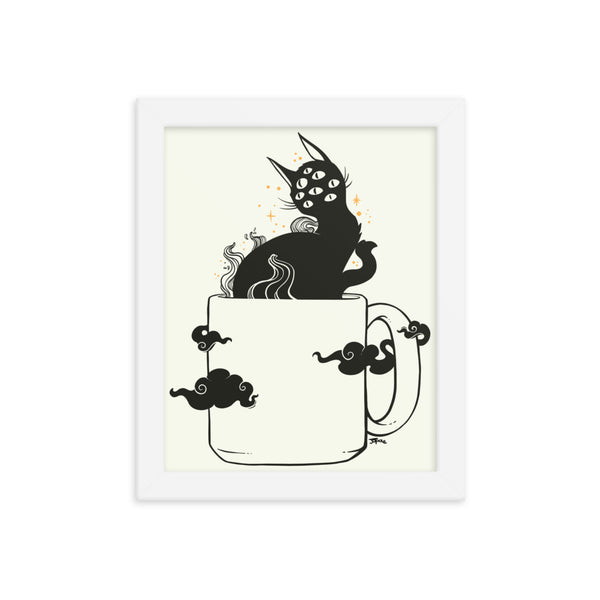 Cat In Coffee Cup, Framed Art Print