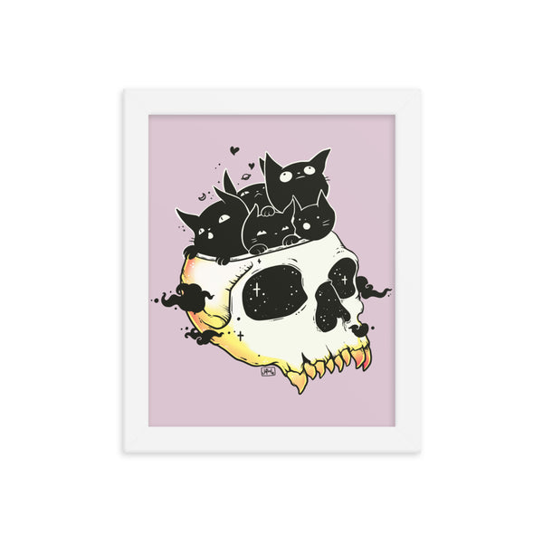 Skull Full Of Cats, Framed Art Print