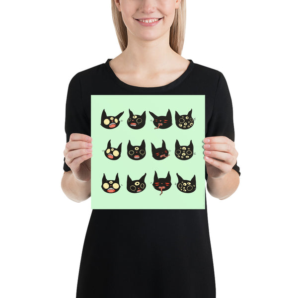 Cat Heads, Matte Art Print Poster