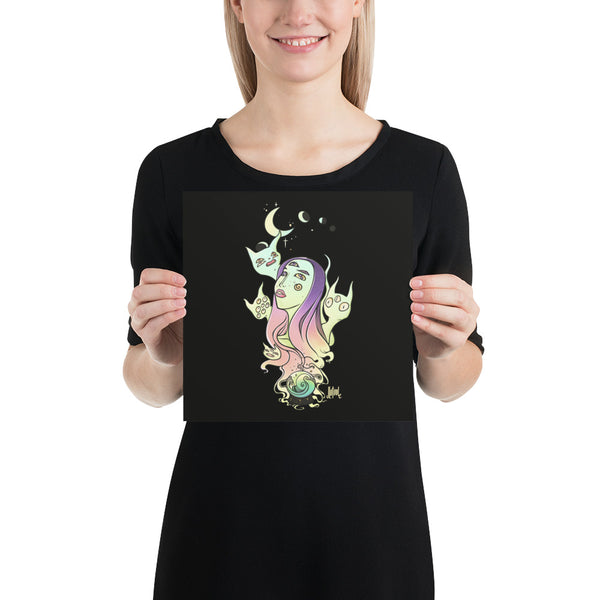 Witch And Cats, Matte Art Print Poster