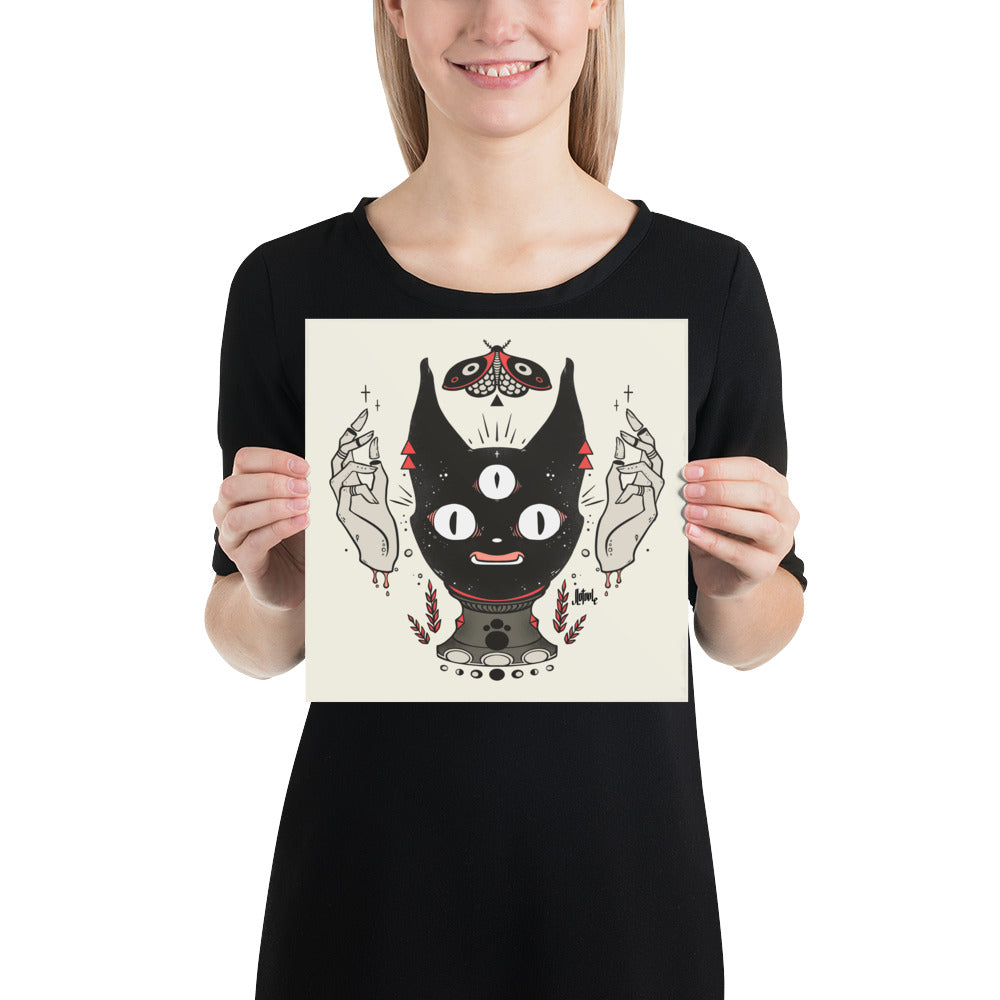 Cat Head Crystal Ball, Matte Art Print Poster