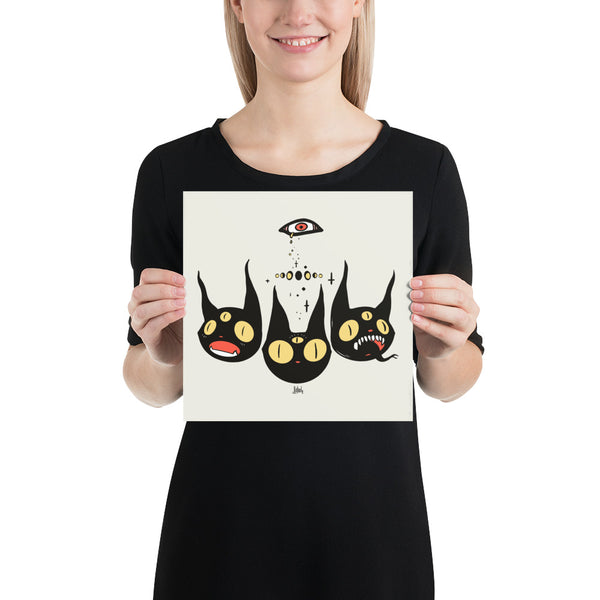 Three Black Cats, Matte Art Print Poster