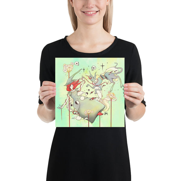 Witch And Cat, Matte Art Print Poster