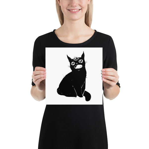 Black Cat With Third Eye, Matte Art Print Poster