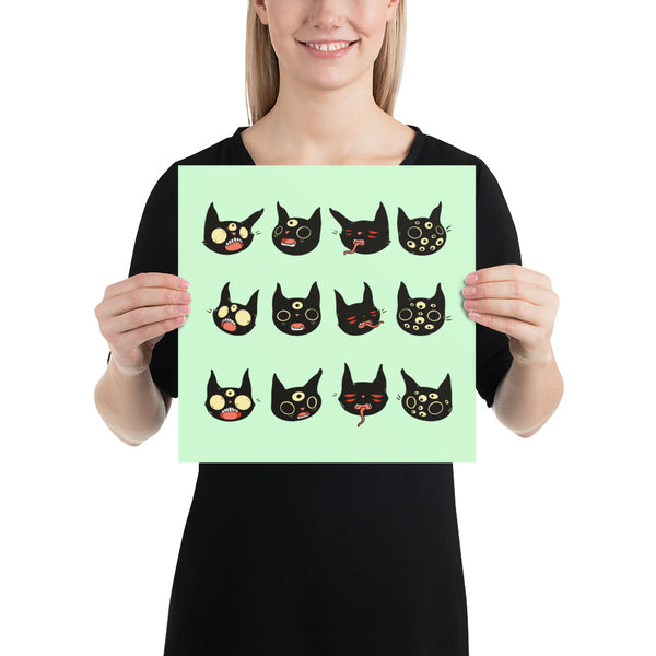 Cat Heads, Matte Art Print Poster