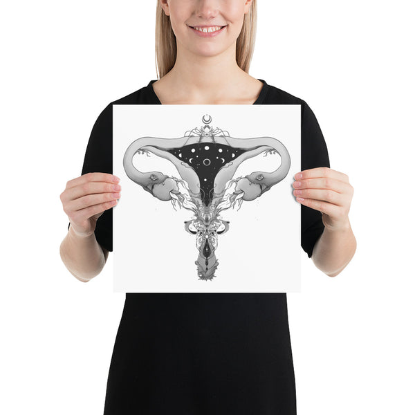 Snake Uterus Lilith, Gray Version, Matte Art Print Poster