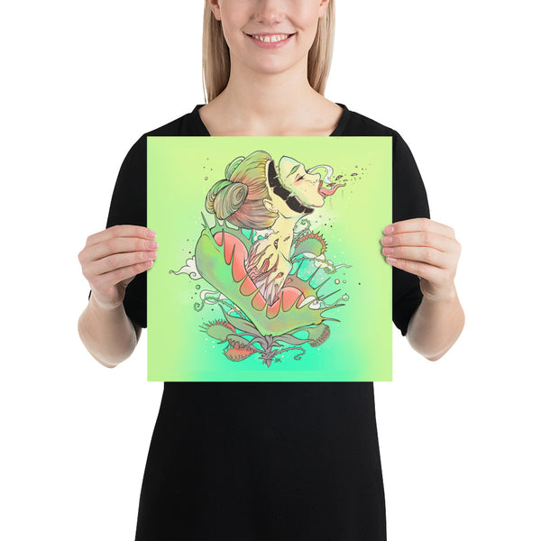 Venus Fly Trap Girl, Matte Art Print Poster