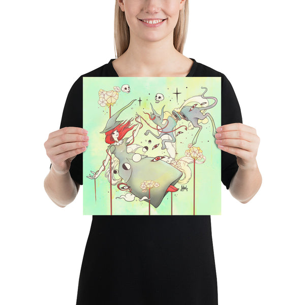 Witch And Cat, Matte Art Print Poster