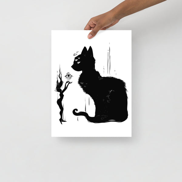 Black Cat And Witch, Matte Art Print Poster