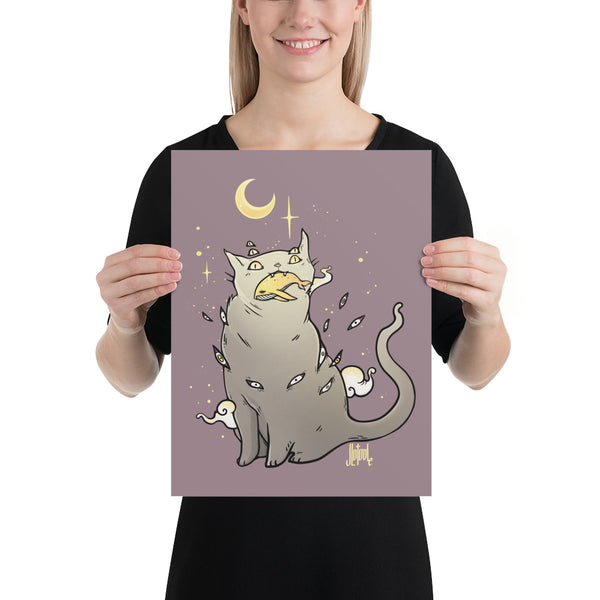 Cat With Whale, Matte Art Print Poster