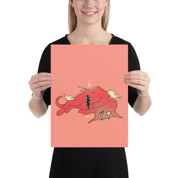 Tummy Trap Cat, Matte Art Print Poster