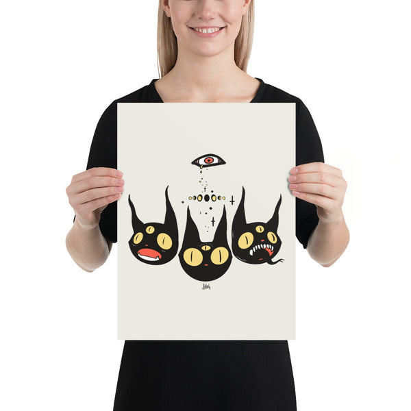 Three Black Cats, Matte Art Print Poster