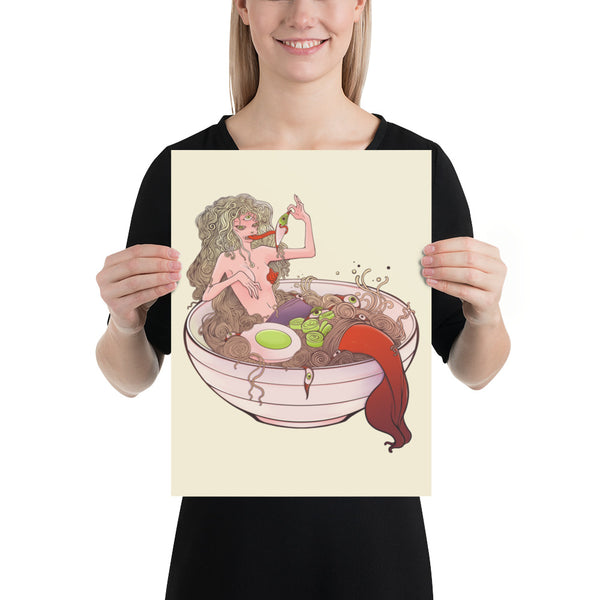 Ramen Mermaid, Matte Art Print Poster