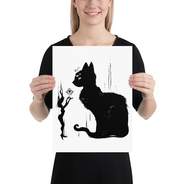 Black Cat And Witch, Matte Art Print Poster