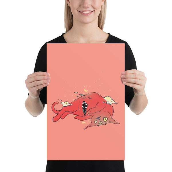Tummy Trap Cat, Matte Art Print Poster