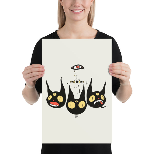 Three Black Cats, Matte Art Print Poster