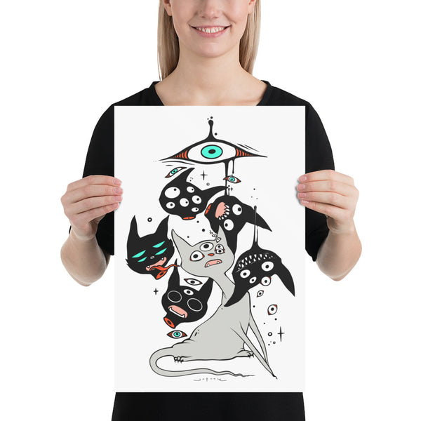 Cat Heads, Matte Art Print Poster