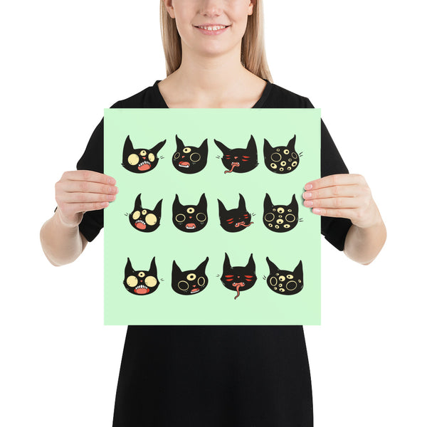 Cat Heads, Matte Art Print Poster