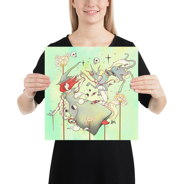 Witch And Cat, Matte Art Print Poster