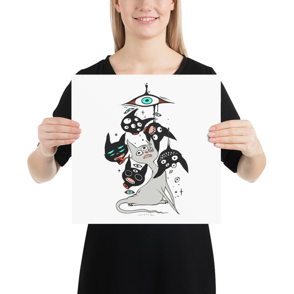 Cat Heads, Matte Art Print Poster