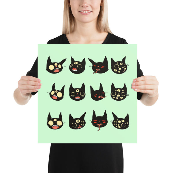 Cat Heads, Matte Art Print Poster