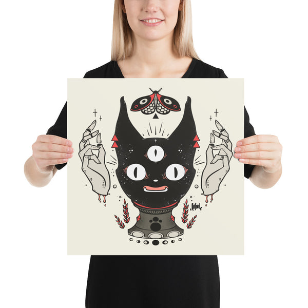 Cat Head Crystal Ball, Matte Art Print Poster