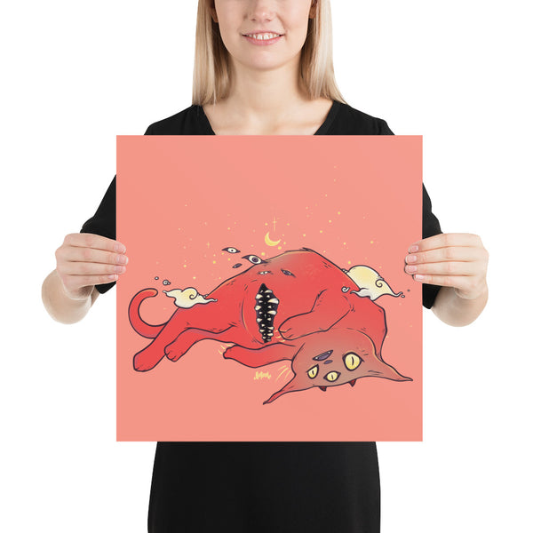 Tummy Trap Cat, Matte Art Print Poster
