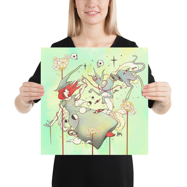 Witch And Cat, Matte Art Print Poster