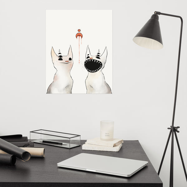 Two Creepy Cats, Matte Art Print Poster