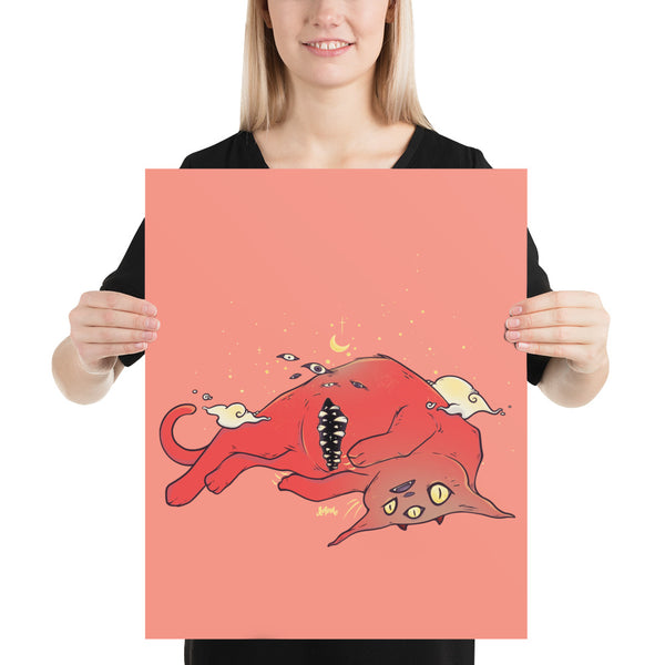 Tummy Trap Cat, Matte Art Print Poster