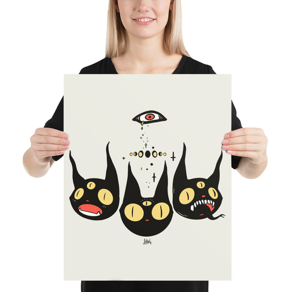 Three Black Cats, Matte Art Print Poster