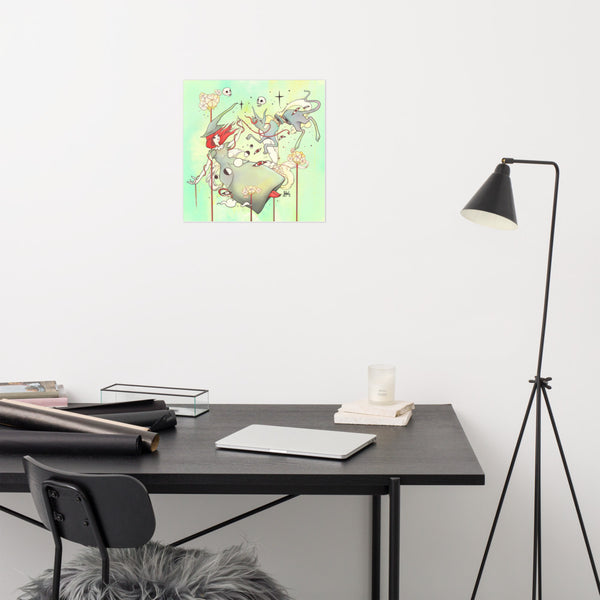 Witch And Cat, Matte Art Print Poster