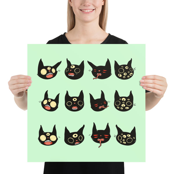 Cat Heads, Matte Art Print Poster