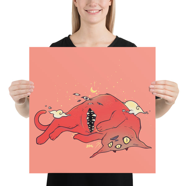 Tummy Trap Cat, Matte Art Print Poster