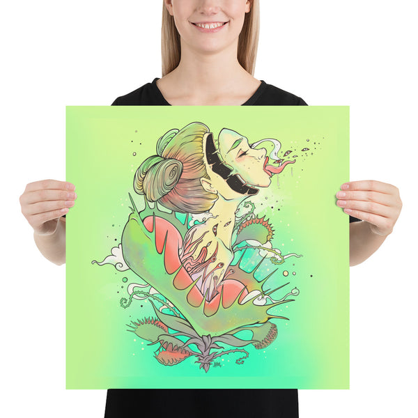 Venus Fly Trap Girl, Matte Art Print Poster