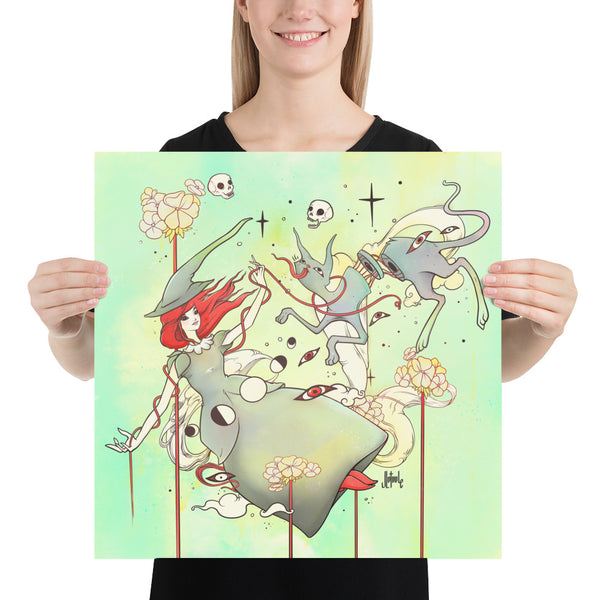 Witch And Cat, Matte Art Print Poster