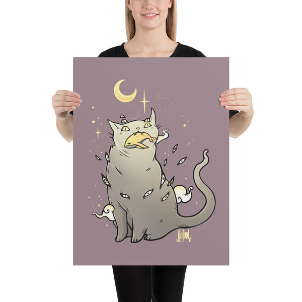 Cat With Whale, Matte Art Print Poster