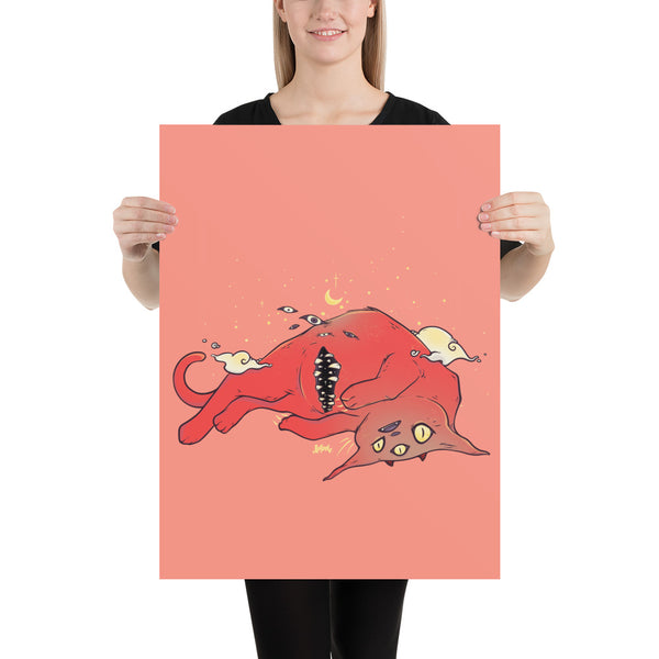 Tummy Trap Cat, Matte Art Print Poster